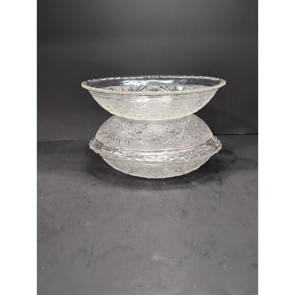 Anchor Hocking Oval Serving‎ Bowl Set, Clear Sandwich Glass, Vintage, Set Of 3 - Picture 7 of 10